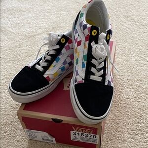 Vans Old Skool Checkerboard Rainbow Colorful Checker Lace-Up Sneakers